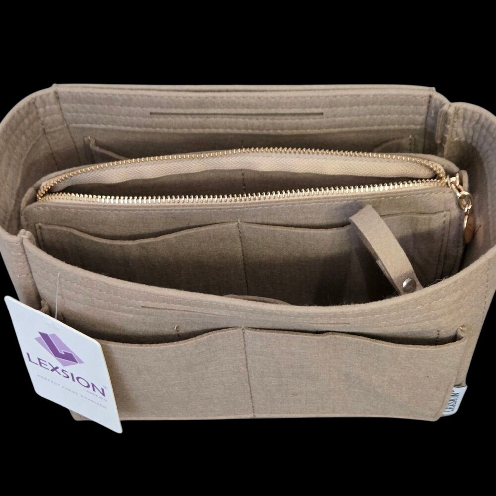 Purse Organizer Insert, Felt Bag Organizer with Metal Zipper, Handbag & Tote ...